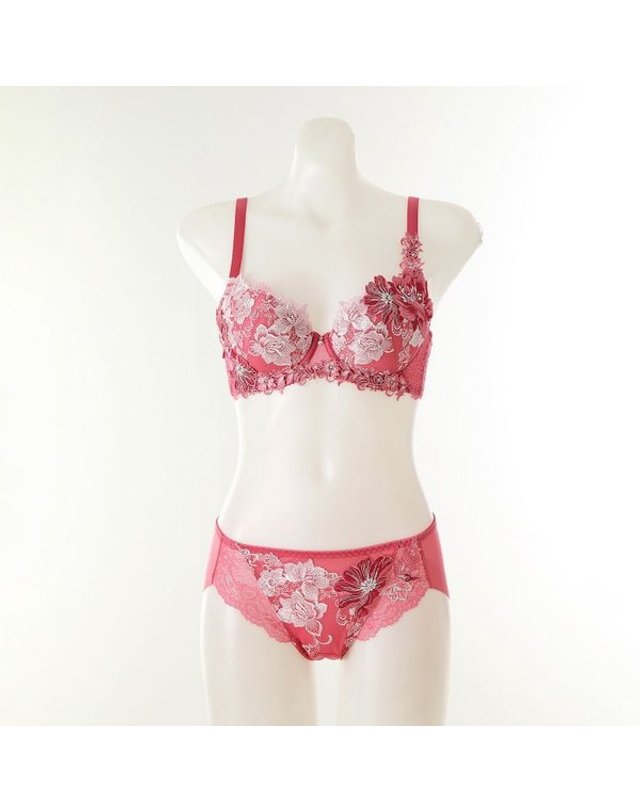 와코루 [갤러리아] [여]플라워 자수 튤레이스 패드브라 헴팬티세트 C컵(DBR0467C DPT0467H) 착용컷
