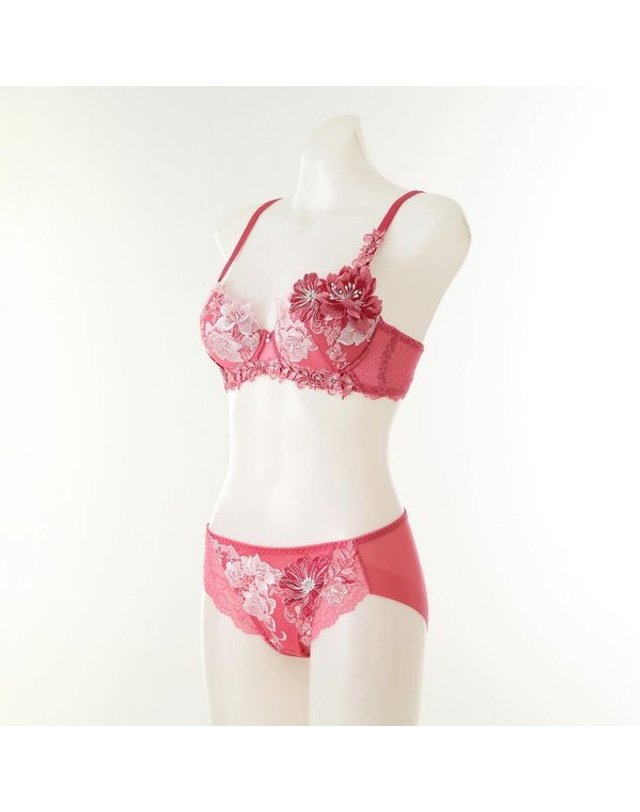 와코루 [갤러리아] [여]플라워 자수 튤레이스 패드브라 헴팬티세트 C컵(DBR0467C DPT0467H) 착용컷