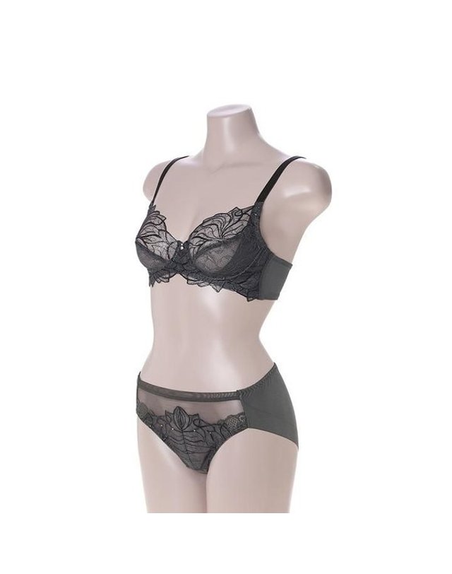 와코루 [갤러리아] 와코루[B컵]살루트 블링블링호일프린트랏셀 홑겹브라+햄팬티[DBR0465B DPTH/GR] 착용컷