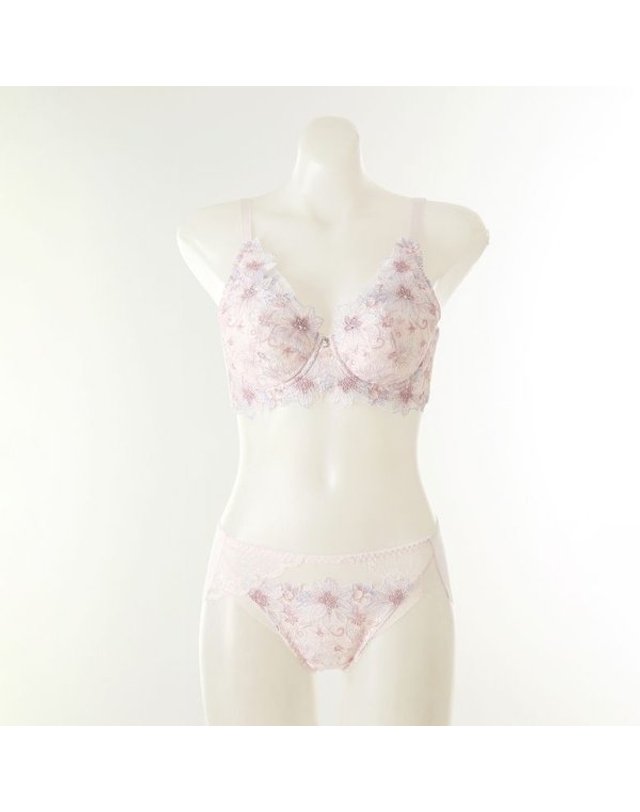 와코루 [갤러리아] [여]은은한 자수레이스 감각 보정브라 헴팬티세트 B컵(DBR0466B DPT0466H) 착용컷
