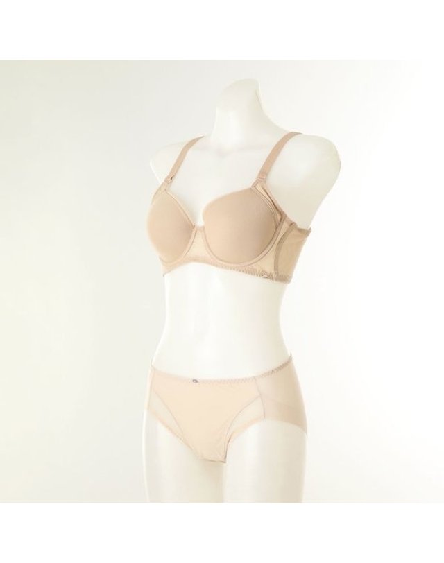 와코루 [갤러리아] [여]컵 사이드 스트레치 보정 몰드브라 헴팬티세트 B컵(WBRP029B WPTP029H) 착용컷