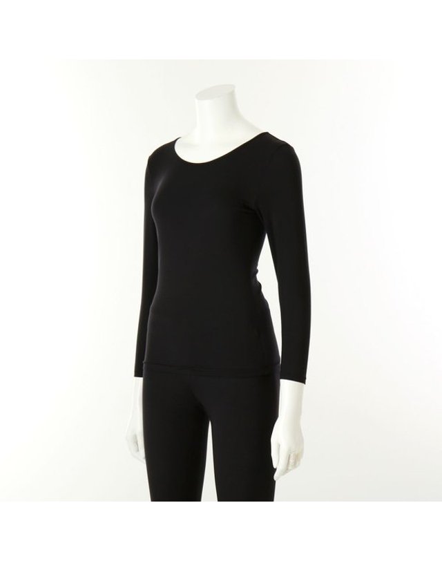와코루 [갤러리아] 여)마이크로 모달100수 9부 데일리 상/하 내의 세트(WLG4920C/4920L BK) 착용컷