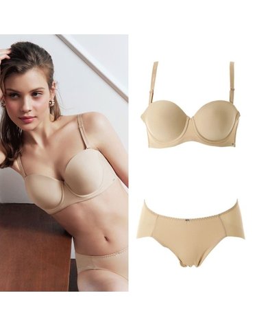 [갤러리아] B컵 1/2컵 언더65부터 탈부착 오프숄더브라/기본 성형브라(WBR6140B SK)