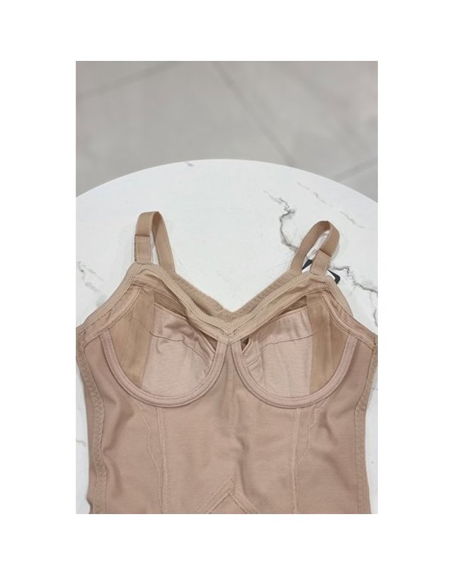 와코루 [갤러리아] [E컵]와코루 보정용 미듐타입 와이어 올인원(바디슈트) WBTM100E/SK] 착용컷