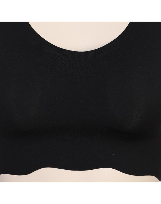 와코루 [갤러리아] 와코루 노와이어 무봉제 프리컷 노라인 스포츠 런닝브라(WBRS010 BK) 착용컷