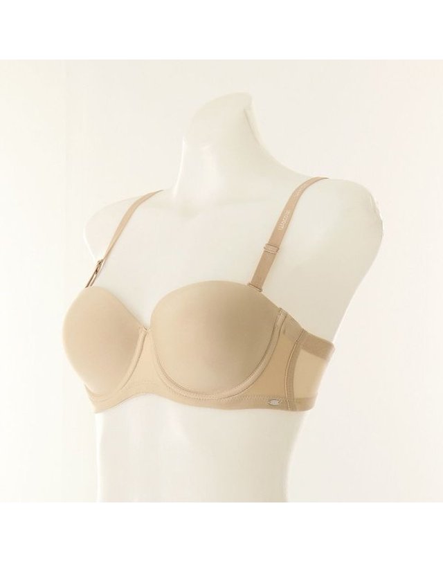 와코루 [갤러리아] A컵 1/2컵 언더65부터 탈부착 오프숄더 기본 반컵브라(WBR6140A SK) 착용컷