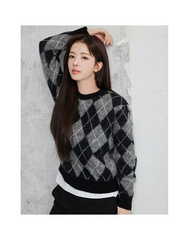 [갤러리아] [노정의] 여자 아가일 크루넥 긴팔 니트 스웨터 7GG(05355925)