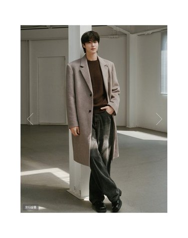 [갤러리아] [변우석] 남자 울캐시 싱글 코트, 롱코트(01075921)