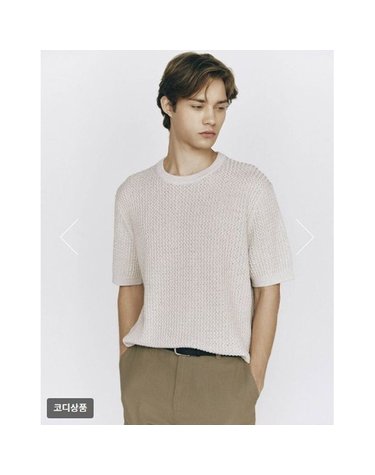 [갤러리아] 남자 스티치 반팔 라운드넥 니트 스웨터 9GG(01055524)