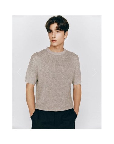 [갤러리아] 남자 크로셰 텍스처 라운드 반팔 니트 스웨터 9GG(055535)