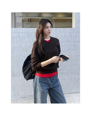 [갤러리아] 26FW 여성 NEW 캐시 블렌드 브이넥 긴팔 니트 스웨터(05356941)