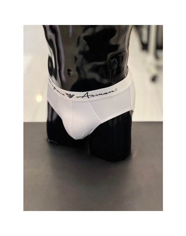 엠포리오 아르마니 [갤러리아] 아르마니언더웨어[남]커시브 로고 밴딩 모달 삼각팬티a211b151m11012 착용컷