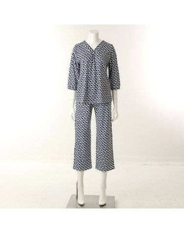 [갤러리아] 보들보들 구김없는 기하나염 여성 실내복세트 VEV3958W+VEP3958W