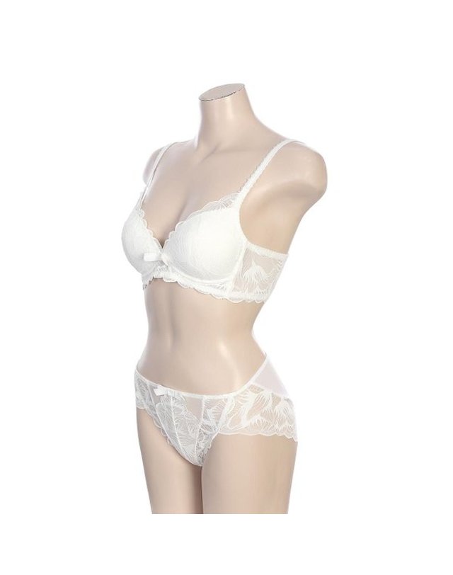 바바라 [갤러리아] [바바라]플라워 포인트 노와이어 브라 팬티 세트 (ABR4808 ABP4808N IV) 착용컷