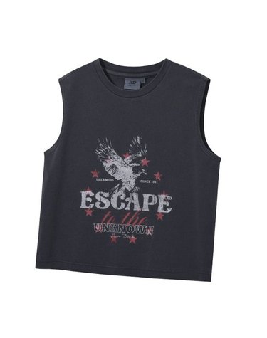 [갤러리아] 지프(Jeep) 남여공용 가먼트다잉 독수리 나시티셔츠 R2601TS