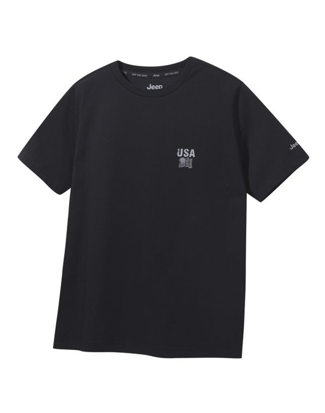 지프 [갤러리아] 지프(Jeep) 남여공용 2PACK USA성조기 반팔티셔츠 R2299 착용컷
