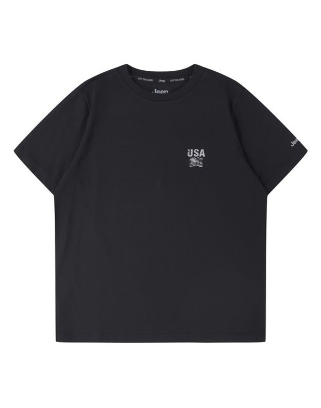 지프 [갤러리아] 지프(Jeep) 남여공용 2PACK USA성조기 반팔티셔츠 R2299 착용컷
