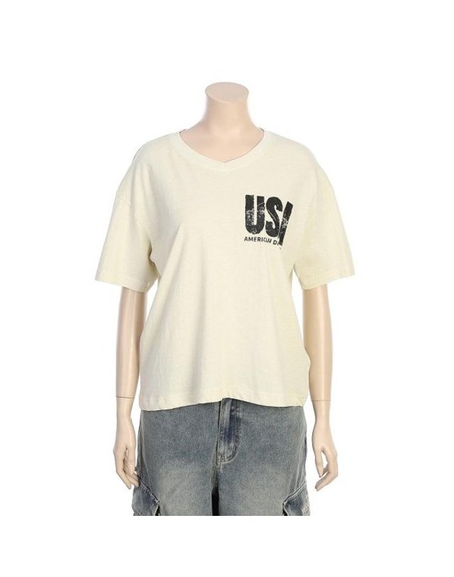 지프 [갤러리아] 지프(Jeep) 남여공용 USA 브이넥 반팔티 R2401 착용컷