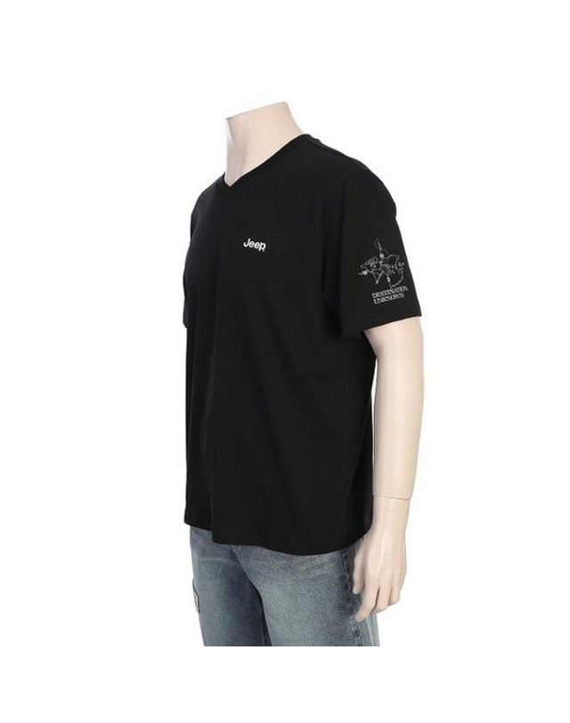 지프 [갤러리아] 지프(Jeep) 남여공용 나침반 브이넥 반팔티셔츠 R2402 착용컷