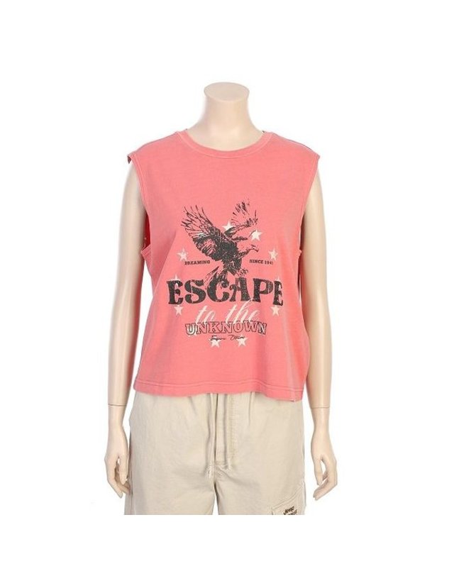 지프 [갤러리아] 지프(Jeep) 남여공용 가먼트다잉 독수리 나시티셔츠 R2601TS 착용컷