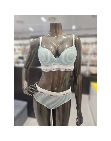 [갤러리아] 스트라이프 아웃밴드 노와이어브라,팬티세트(75A~85D)WBWBR5O24T,WBWPT5O