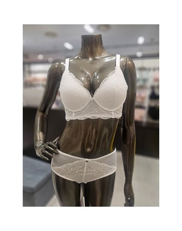 [갤러리아] 아이보리화이트 세미롱 볼륨 노와이어 브라,햄팬티 세트 WBWBR5N07T,WBWPT5N0