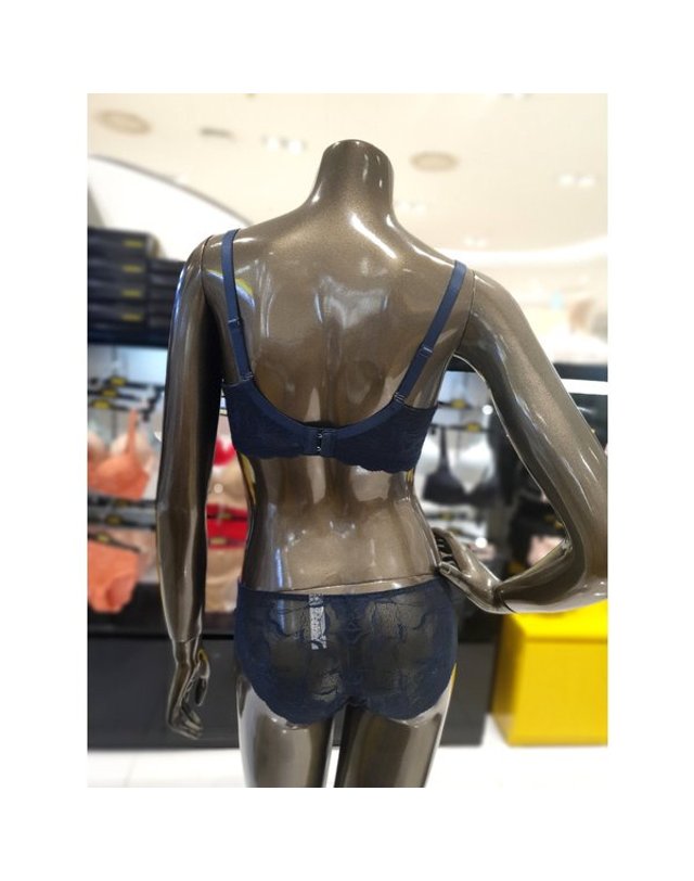 원더브라 [갤러리아] 네이비블루 솔리드 풀커버리지 볼륨브라,레이스팬티세트(A~D컵)WBWBR2J40T,WBWP 착용컷