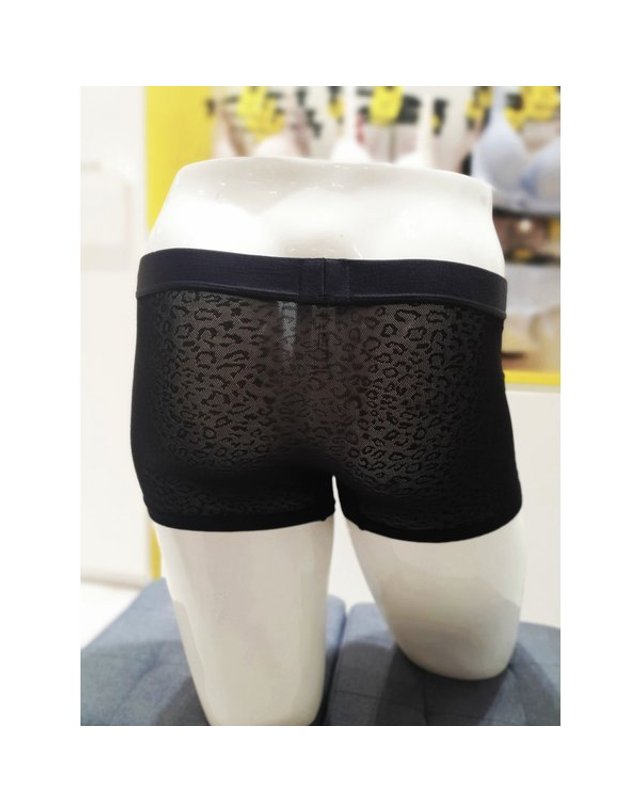 원더브라 [갤러리아] WBX 블랙 호피 시스루 레이스 망사 남드로즈(95~110) WBMDR3I42T 착용컷