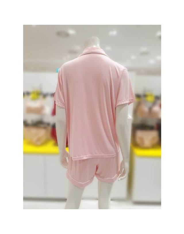 원더브라 [갤러리아] 마이크로 천연 모달 홈웨어(피치)여자 반팔 잠옷 파자마세트 WBWPJ3I25T 착용컷