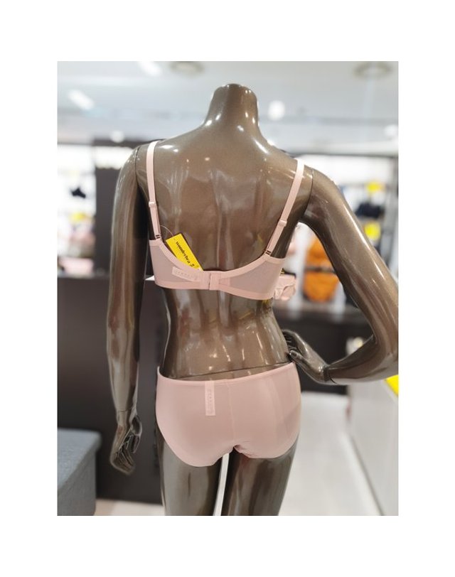 원더브라 [갤러리아] 핑크베이지 풀커버리지 노와이어 브라팬티세트(70A,70B,A~D컵)3M11T 착용컷