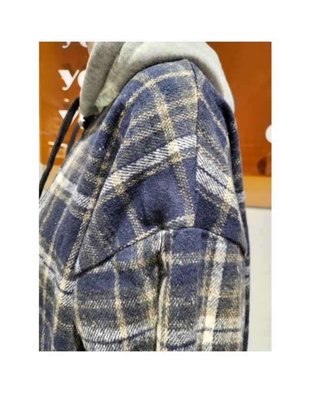 바인드 [갤러리아] [바인드]25W)15)멀티후드체크NB_C 후드체크셔츠(DHFW9-WRC071) 착용컷