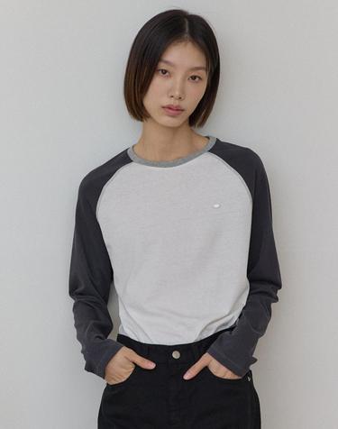 [S:10/16예약배송]투톤 래글런 티셔츠 - Charcoal