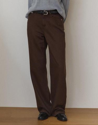 [S:10/14예약배송] 시그니처 세미 와이드 핏 데님 - Brown