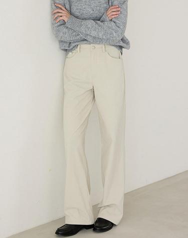 스트레치 코듀로이 세미 와이드 팬츠 - Cream