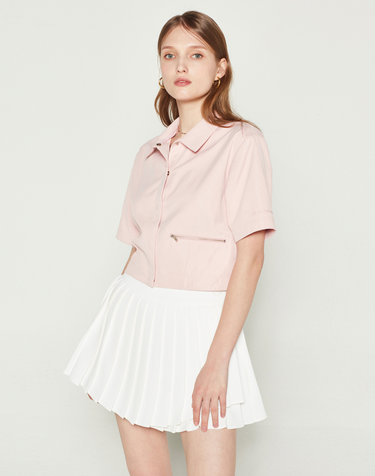 CROP WOVEN JACKET (PINK)