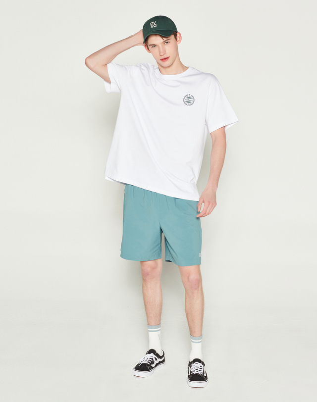 데이브앤데이즈 HALF PANTS (DUST BLUE) 청록 착용컷