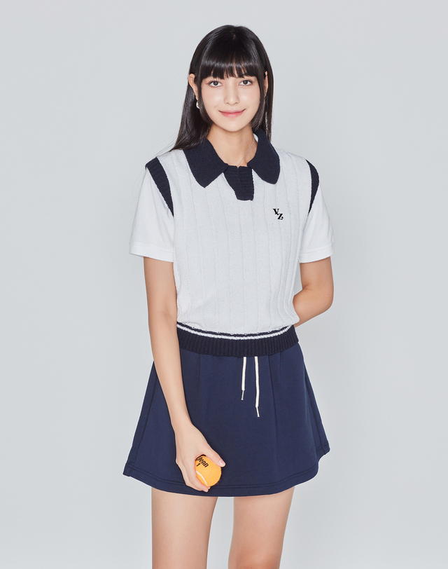 데이브앤데이즈 A-LINE SWEAT SKIRT(NAVY) 네이비 착용컷