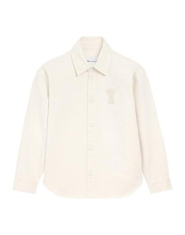 [명품] 26SS 아미 톤온톤 로고 코튼 니트 오버셔츠 UJK897 DE0126 136 WHITE CREAM DOM