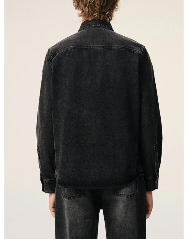 아미 [명품] 26SS 아미 톤온톤 하트 로고 데님 코튼 버튼 다운 셔츠 USH785 DE0125 031 USED BLACK DOM 착용컷