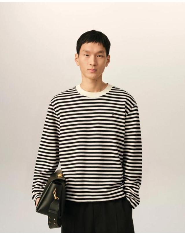 아미 [명품] 26FW 아미 긴팔 티셔츠 UTS414 JE0241 044 BLACK IVORY DOM 착용컷