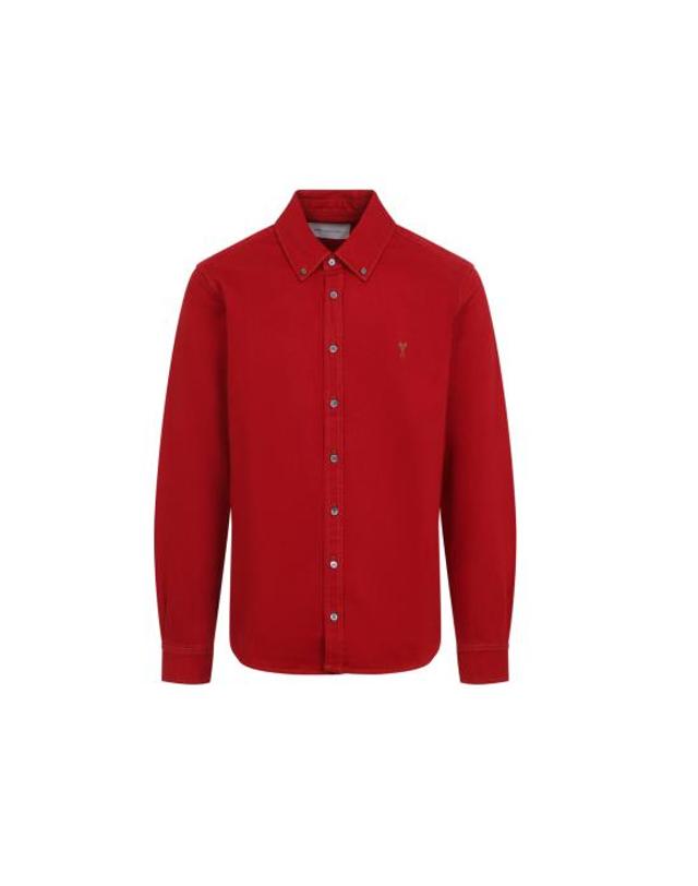 아미 [명품] 26FW 아미 데님 셔츠 USH786 DE0133 A186 RUBY RED DOM 착용컷