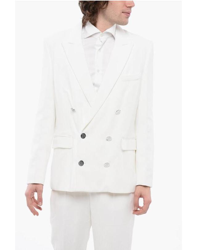 발망 22SS 22SS 발망 남성 더블 브레스트 비스코스 블레이저 자켓 XH0SI001VC20 0FA White BPG 착용컷