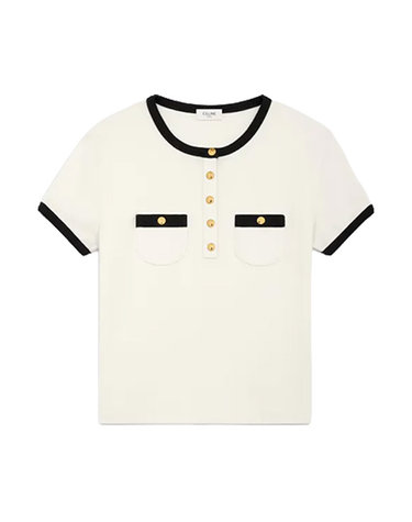 25SS 셀린느  여성 코튼 저지 크롭 티셔츠 RX07H0Q12 WHITE BPG