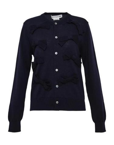 [명품] 꼼데가르송 울 저지 리본 데코레이션 가디건 NP N006 W25 1 NAVY DOM