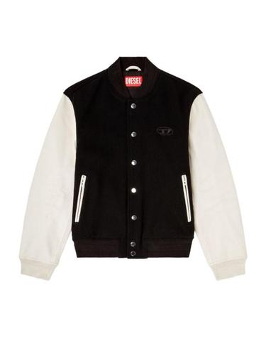 [명품] 26FW 디젤 wool blend and leather 봄버 자켓 A21164 0LHAL 9XX BLACK WHITE DOM