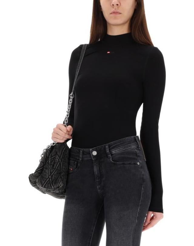 디젤 [명품] 디젤 T 목키 Ls 마이크로디브 모크넥 립드 티셔츠 A10399 0BLAN 9XX BLACK DOM 착용컷