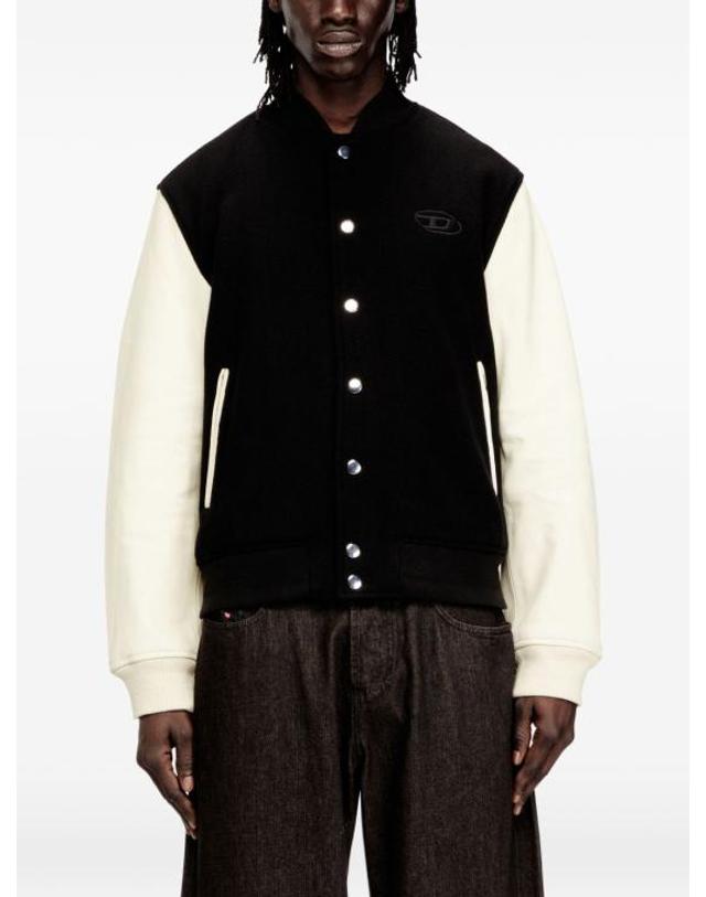디젤 [명품] 26FW 디젤 wool blend and leather 봄버 자켓 A21164 0LHAL 9XX BLACK WHITE DOM 착용컷