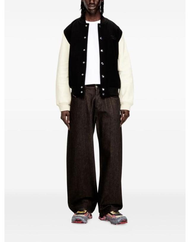 디젤 [명품] 26FW 디젤 wool blend and leather 봄버 자켓 A21164 0LHAL 9XX BLACK WHITE DOM 착용컷