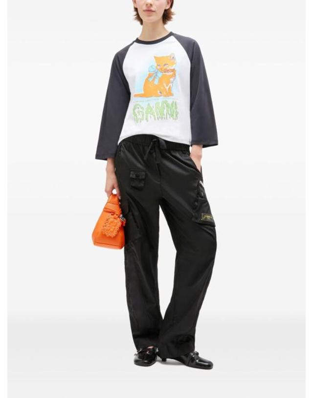 가니 [명품] 가니 키티 크롭 티셔츠 T4341 151 BRIGHT WHITE DOM 착용컷