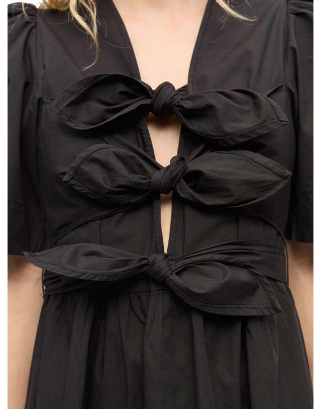 가니 [명품] 26SS 가니 스트레치 코튼 드레스 W0842 099 BLACK DOM 착용컷